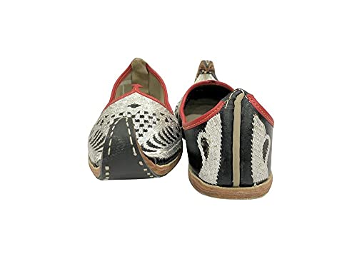 Punjabi Jutti for Men Leather Sliver Balck Rewari Shoes Khussa Traditional Loafers Slipon Handmade Jootis4