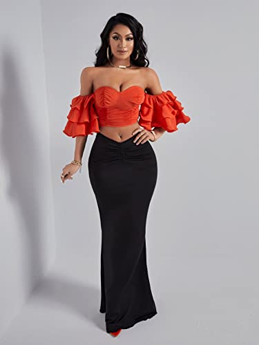 Casual Skirt for Women Elegant Solid Color Maxi Skirt Trendy2