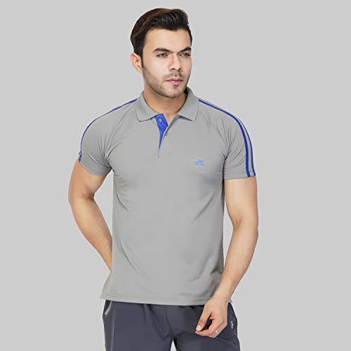 Image of Vector X Solid Men's Polo Neck Grey T-Shirt