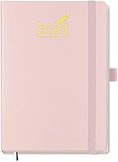 2023 Diary by BEZEND, A5 Planner Week to View 21 x 14.8 cm, Daily Weekly and Monthly Calendar with Pen Holder,FSC Certified 80GSM Paper, Flexible Hard Cover - Pink