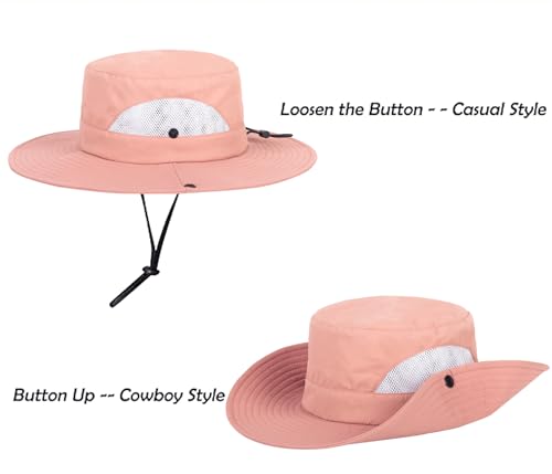 Kids Sun-Protection-Bucket-Hats for Girls - Foldable Wide Brim UV Hat for Outdoor, Beach, Girls Safari Hat (5-9 Years)3