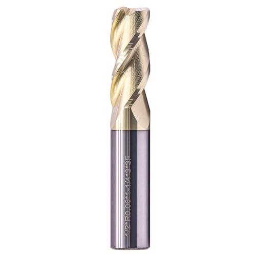 Image of 1 /2 inch 3 Flute Solid Carbide 0.06 inch Corner Radius End Mill, ZrN Coated | 37 Helix, 1 /2 inch Cutting Dia, 1 /2 inch Shank Dia, 1-1 /4 inch LOC, 3 inch OAL, for Milling Aluminum and Copper