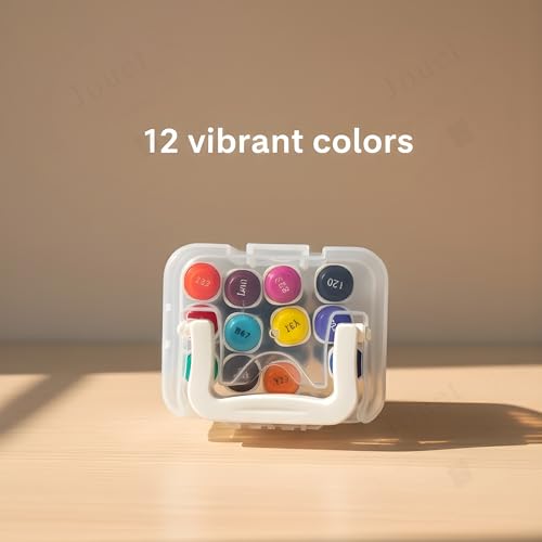 Image of JOUET Two Nib Marker Set, Double-Ended Markers with 1mm and 0.7mm Tips, 12 Vibrant Colors, Washable Ink, Triangular Barrel Design, Child-Safe and Non-Toxic, Ergonomic for Kids