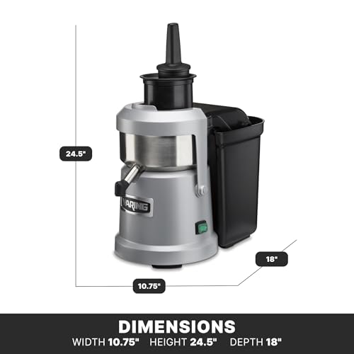 Image of Waring Pulp Eject Juice Extractor with 12 Quart Capacity | Heavy-Duty 1.2 Horsepower Centrifugal Juicer Machine, 12 Quart Capacity, Wide 3.15 in Chute for Bars & Restaurants