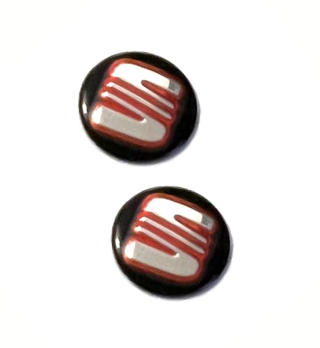 2 unidades de pegatinas con logo para S. ea,t, 14 mm de diámetro. Adhesivos con emblema. (Negro - rojo S-at 14 mm, metal 2 unidades de pegatinas con logo para S. ea,t, 14 mm de diámetro. Adhesivos con emblema. (Negro - rojo S-at 14 mm, metal