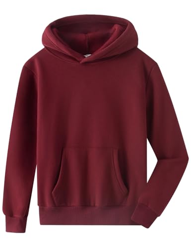 Spring&Gege Youth Solid Fleece Hoodies Pullover Hooded Sweatshirts for Children (3-12 Years)