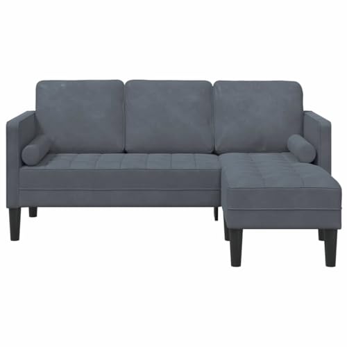 vidaXL 3-Sitzer Sofa mit L-förmiger Chaise in Dunkelgrau aus Velours. Ergonomisches Design für Dein Wohnzimmer. Angenehm gepolstert, Stabiler Rahmen und wasserdicht - perfekt für 4 Patio Möbel. – Bild 6