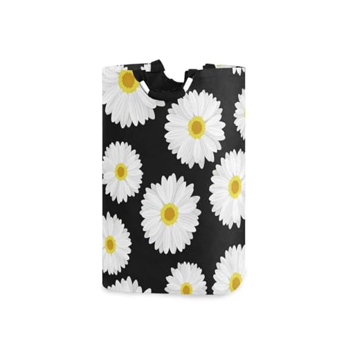 Cesta de lavandería plegable con diseño floral de margaritas con asa, barreño ropa, bolsa de almacenamiento de baño para ropa, juguetes para perros, toallas, dormitorio, cuarto de lavado
