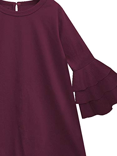 Image of A.T.U.N. (ALL THINGS UBER NICE) Girls Cotton A-Line Knee Length Long Sleeve Casual Dress