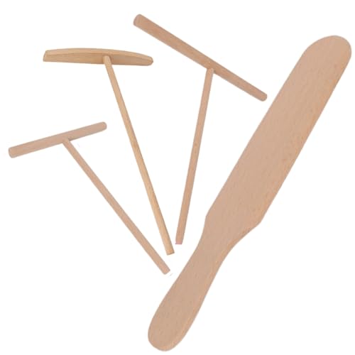 AVUELOI Esparcidor De Rastrillo Crepas, 4 Piezas, Herramientas Para Panqueques, Herramienta De Madera En Forma De T Para Crepas Fabricante De Panqueques De Madera, 4,7/7,1/9,4 Pulgadas