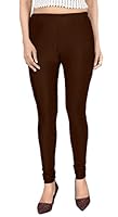 Colorscube Women Skinny fit Shiny Satin Lycra Stretchable Churidar Leggings Regular and Plus Size Brown