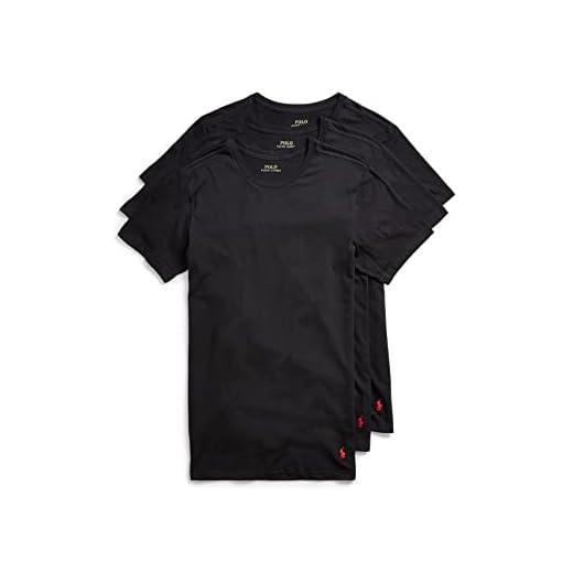 Pacote com 3 camisetas masculinas Ralph Lauren Slim Fit da POLO, Polo Black, GG