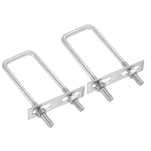 Image of PATIKIL M10x50x150mm Square U-Bolts Kit, 2Set 304 Stainless Steel Square U Shaped Bolts Replacement Parts with Frame Plates and Nuts for Ski Board Sailboat Trailer