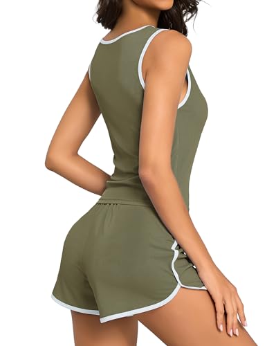 Image of YYA Women Tank & Shorts Pajama Set Loungewear Loose Fit Two-Piece Sleepwear for Summer, S-XXL