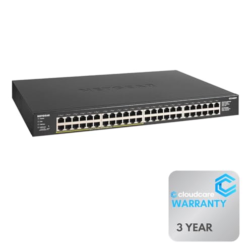 Image of NETGEAR GS348PP 48-Port 𝐏𝐨𝐄+ Unmanaged Switch | Desktop and Rack-Mountable | Cloud Care's 3-Year Warranty SupportPlus Included