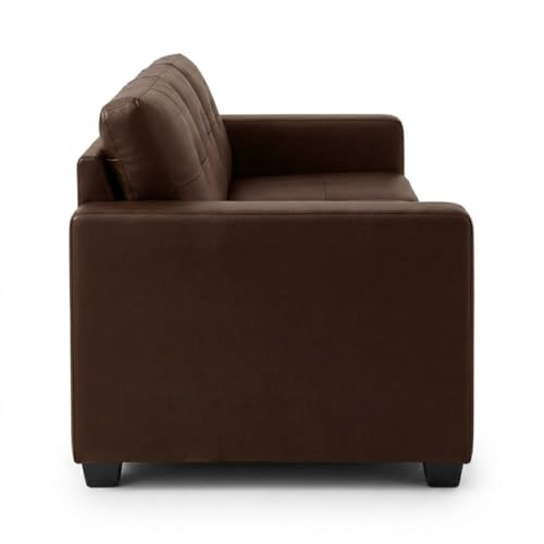 Image of FURNY Hermon 3 Seater Premium Leatherette Sofa Set (Brown) Durable & Comfortable | Ideal for Living Rooms