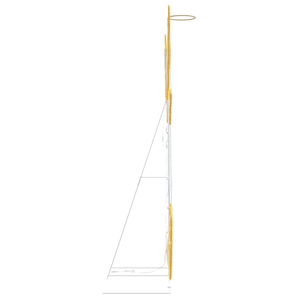 Ángel iluminado de poliéster, blanco cálido, 116 x 29 x 158,5 cm, USB, 8 modos, diseño 2D para interior y exterior, decoración de árbol de Navidad para salón e invierno