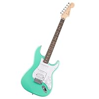Squier by Fender Debut Collection HSS Stratocaster Electric Guitar, Laurel Fingerboard, White Pickguard, Seafoam Green