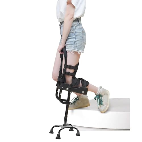 Déambulateur mains libres à genoux avec support d'avant-bras et béquille en aluminium réglable
