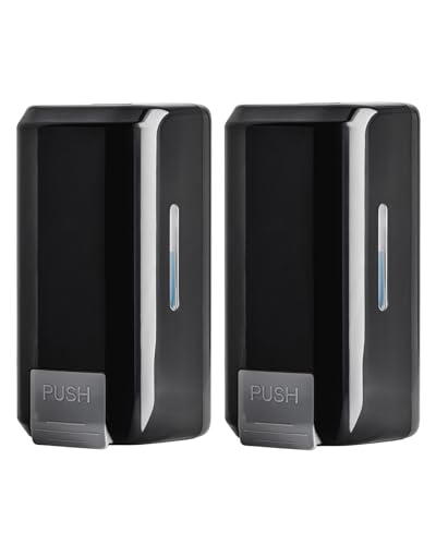 Wall Mounted Soap Dispenser with Large 34 oz. Capacity (2-Pack) - Black Commercial Hand Soap Dispensers or Hand Sanitizer Wall Mount Units That Hold 25 pct More Than Other Brands - ADA Compliant