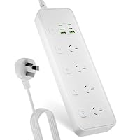 Power Board Individual Switch, IGGDOQI 10-in-1 Power Strip with 4 AC Outlets, 6 USB(4 USB C) Fast Charging Mountable Powerboard with 1.8M Extension Cord, Overload Protection for Home Office (White)