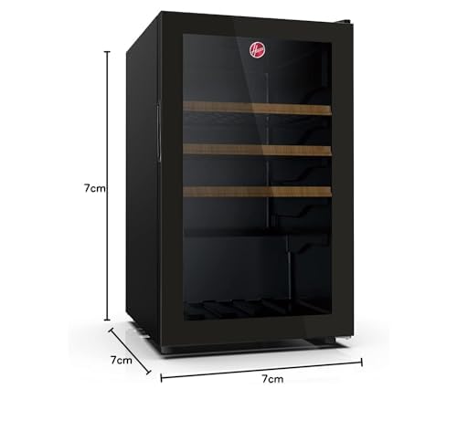 مبرد مشروبات بباب واحد سعة 165 لتر مع ضوء LED ورف خشبي وترموستات قابل للتعديل وساقين وعجلتين وباب زجاجي وكفالة لمدة عام واحد من هوفر، اسود - HBC-K165-B