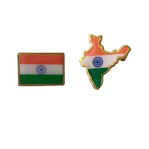 daisy deals accessories Indian National Flag Gold plated Brass Lapel Pin/Brooch/Badge (pack of 2 different badges) for Clothing Accessories-picture-45