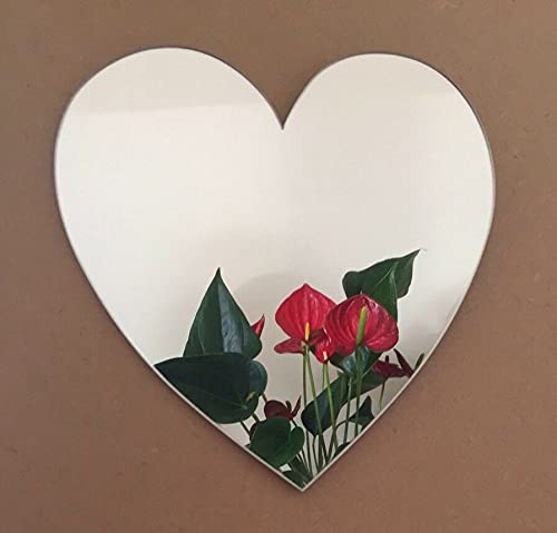 BIGIMALL Heart Shaped Acrylic Mirror Wall Decor 10 inch Decorative Mirror Craft, Home Decor (Without Adhesive Tape) Non Glass Mirror for Decoration (Silver, Framed)