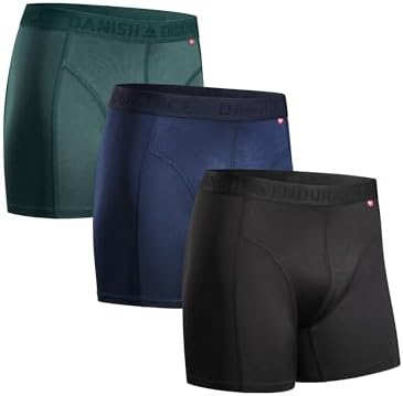 DANISH ENDURANCE Sports Boxer Briefs, Breathable, Regular & Long, 3-Pack