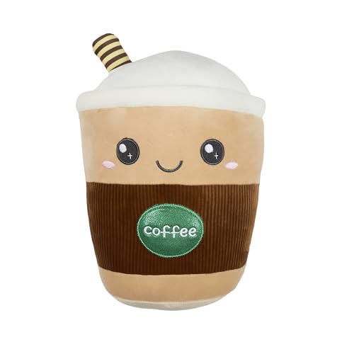 THE CONCEPT FACTORY - PE0069, Peluche Kawaii Café 29 cm, Suave e Hipoalergénica, Diseñada para Jugar o Decorar, Lavable a Máquina, Ideal para Abrazos, Color Marrón