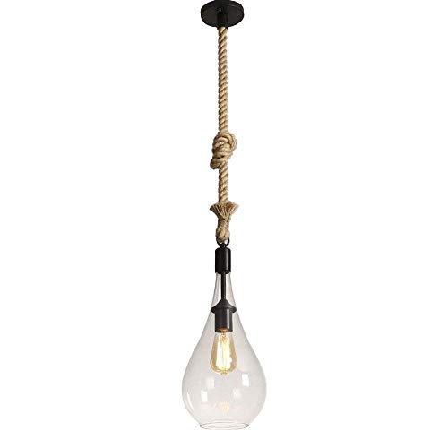 Suspension rétro en verre et chanvre pour éclairage de bar et restaurant