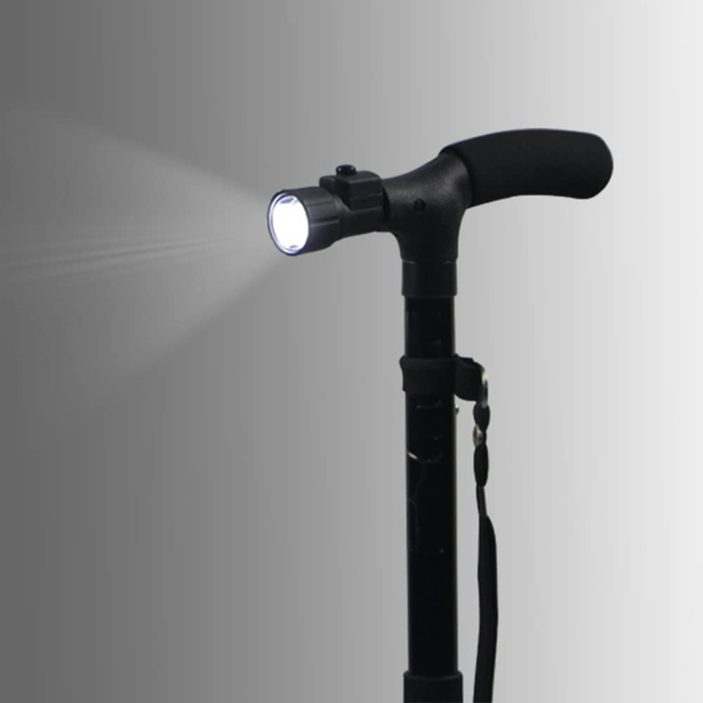Bastón Plegable con luz LED, bastón Ajustable, bastón Plegable telescópico, muletas Ligeras para Adultos