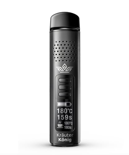 KräuterKönig K1 Vaporizer | Verdampfer Kräuter | 2 Jahre Garantie, Vaporizer mit 10er Akku, Timer und 28 Sekunden bis 180°C, Präzisionssteuerung in 1°C-Schritten bis 224°C (Keine Verbrennung)