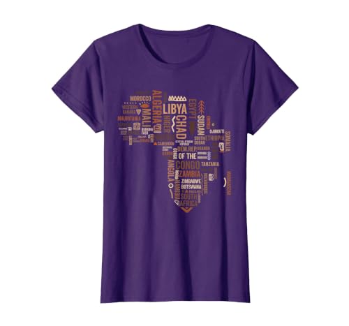 Africa Map Countries Black History Pride African American T-Shirt, Women, Purple, X-Small