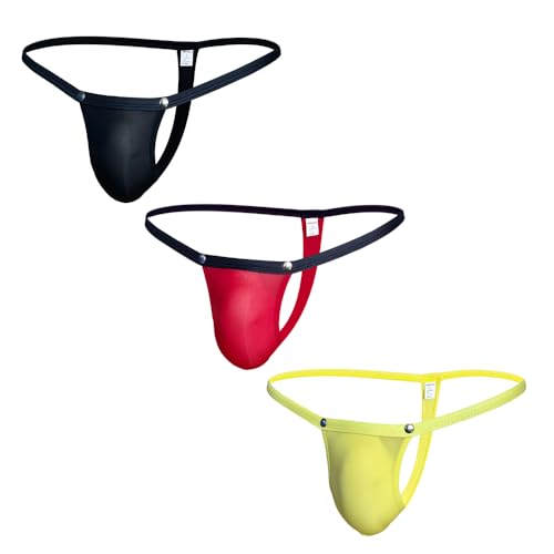 Gogobear Men's Low Rise Ice Silk Thongs Sexy See Through G-String Bikini Briefs Bulge Pouch Underwear Panties