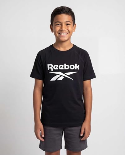 Image of Reebok 2 Pack: Boys Short Sleeve Raglan Cotton Crew Neck T Shirt Athletic Baseball Tee Tops Kids Teens Youth (6-18)