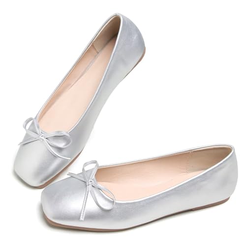 Image of Dear Time Women's Casual Foldable Ballet Flats Square Toe Ballerina Flats Shoes Comfortable