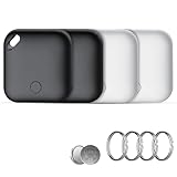 Buscador de Objetos Bluetooth 4 Piezas, Air Tracker Tag Compatible con Apple Buscar(Sólo iOS), IP67 Impermeable, Batería Reemplazable, 90dB Localizador para Llaves, Carteras, Bolsos, Equipaje, Mochila