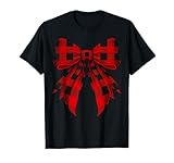 coquette bow rosso nero buffalo tartan plaid a scacchi maglietta