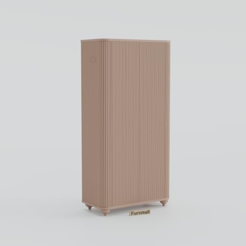 Image of 2 Door Wardrobe Almirah for Bedroom, 72 Inch | Premium HDHMR Wooden Cupboard with Hanging Rod & Storage Compartments | Fluted Push-to-Open Clothes Organizer Cabinet | Taupe Finish