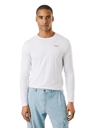 Pepe Jeans Herren Original Basic 2 Long N T-shirt, Weiß (White), M – Ansicht 1