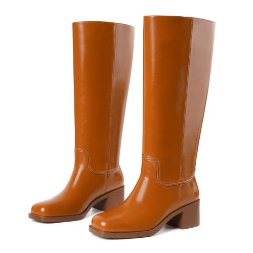 Image of Knee High Boots for Women Chunky Block Heel Tall Boots