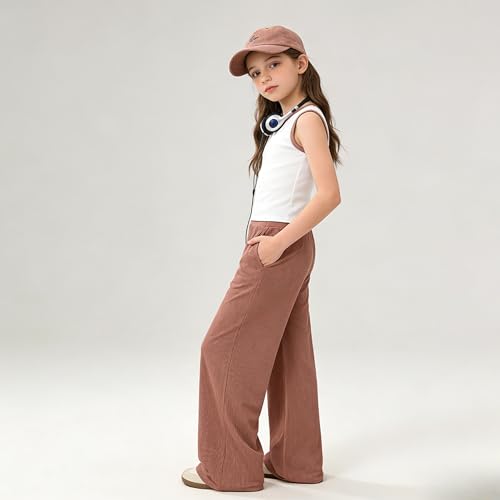 Image of Girl Clothes Solid Color Tank Top Casual Sweatpants 5-10Y Girls' Summer Outfit Set