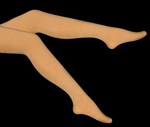 Image of Ulalaza Sparkle Hollow Out Letter Nude Colorful Rhinestone Hot Drilling Fishnet Pantyhose Tights for women Luminous