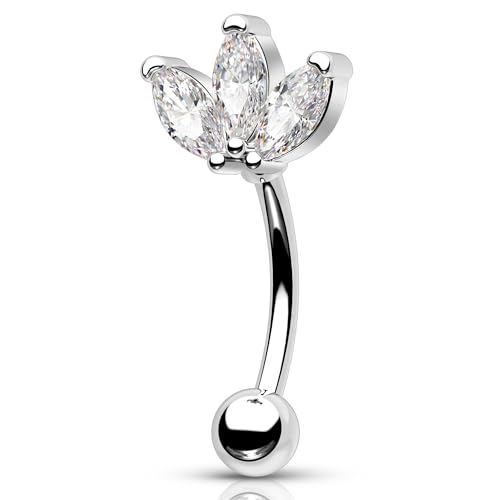 Melighting 16G ルーク イヤリング トリプル マーキス CZ 軟骨イヤリング ステンレススチール 316L アイブロウリング スタッド イヤリング アイブロウ ジュエリー 8mm トラガス ピアス ジュエリー 女性用