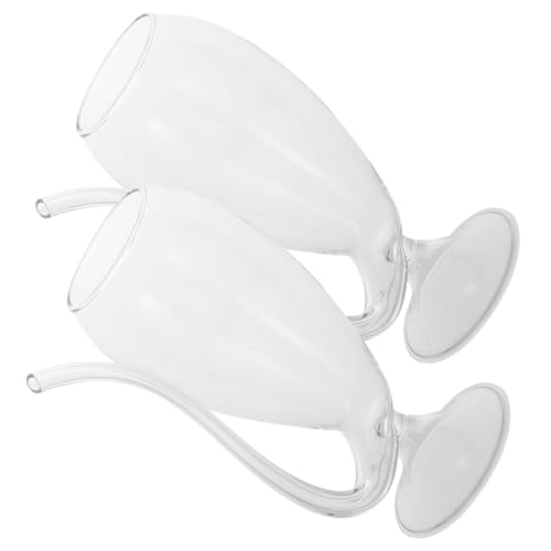 OKUMEYR 2pièces Verre à Vin Transparent Avec Tube à Boire Lot De Verres à Cocktail Élégants Pour Réceptions Bars Restaurants Occasions Festives