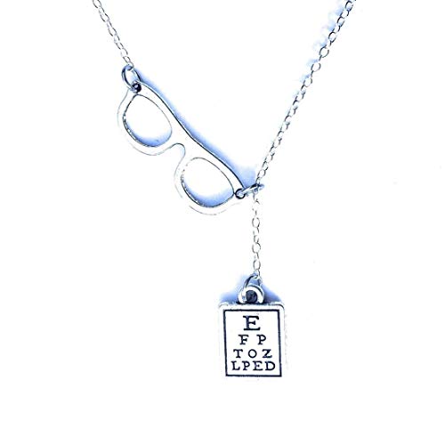 Optician, Ophthalmologist Glasses and Eye Chart Necklace Lariat Style.