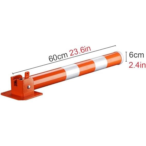 Generico Paletto di Sicurezza Pieghevole con Chiavi e Nastro Riflettente - Barriera Stradale in Acciaio Resistente per Un Controllo Sicuro del parcheggio in Aree ad Alto Traffico - Disponibile in Gri