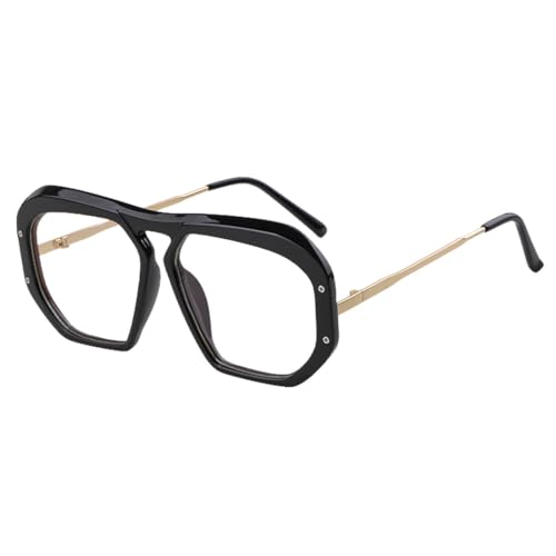 Lunettes de soleil carrées femmes hommes à grande monture noire C5