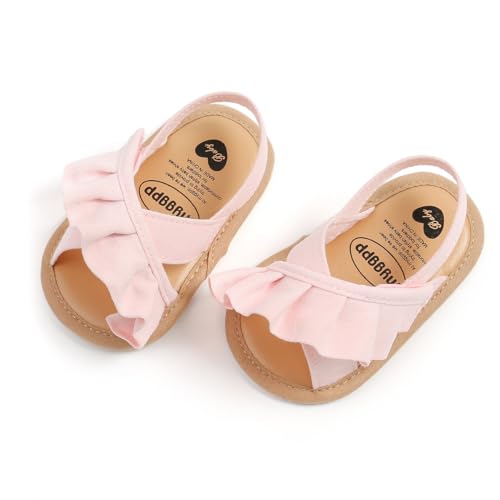 Image of HsdsBebe Baby Girls Sandals Bohemia Flower Bow Soft Sole Toddler First Walkers Beach Summer Shoes